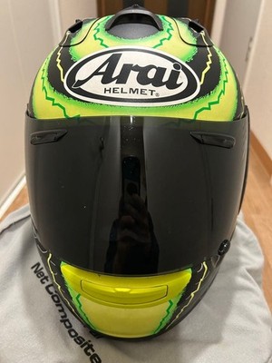 Arai RX-7 RR5 Crutchlow GP Full Face Helmet Size M Black Green Arai RX-7 RR5 Crutchlow GP Full Face Helmet Size M Black Green