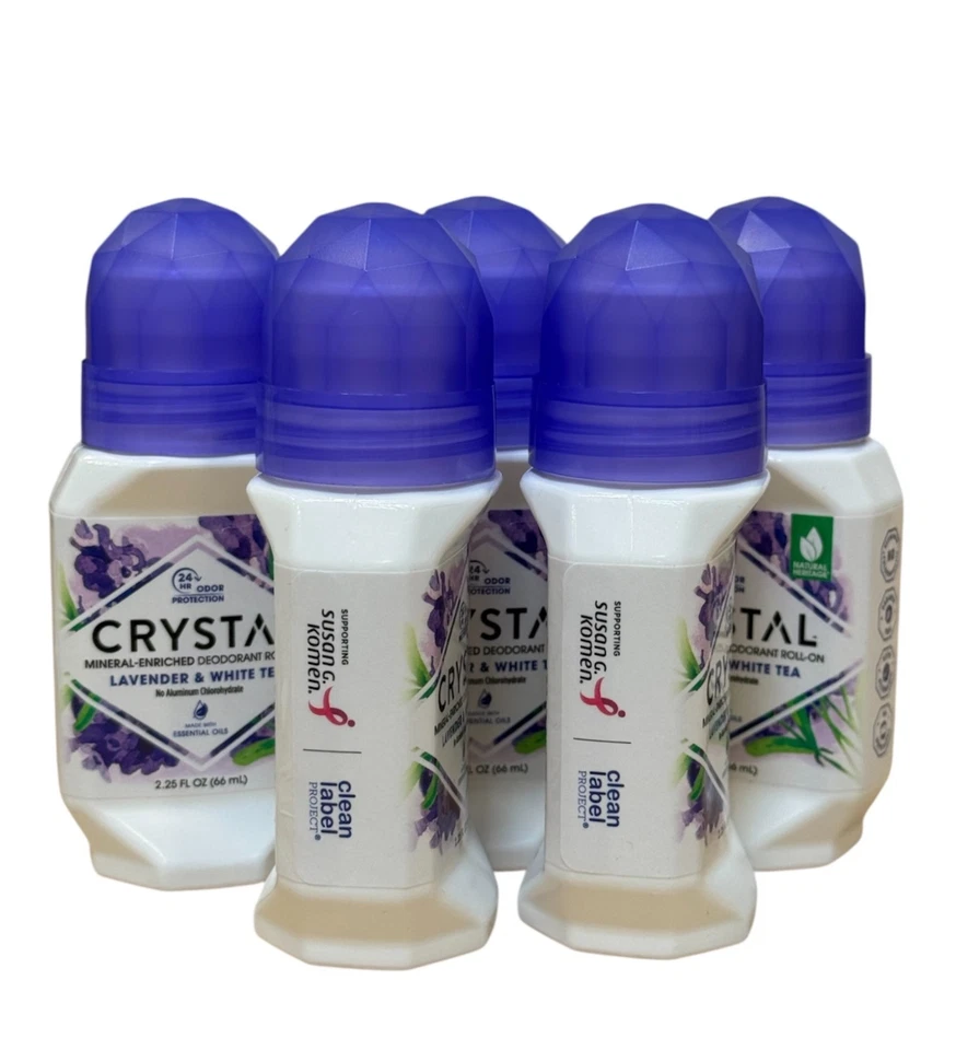 Desodorante mineral cristal roll-on lavanda & chá branco - pacote com 5 unissex - Imagem 4 de 4
