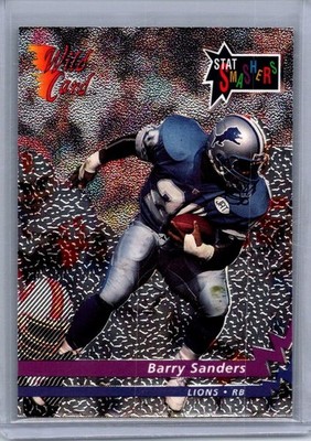 Barry Sanders Lions 1992 Wild Card Stat Smashers Football Card P-1