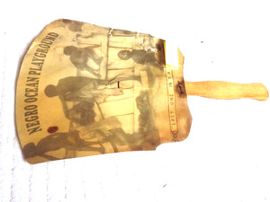 vitage american beach fla. hand fan black only rare jim crow era estate find