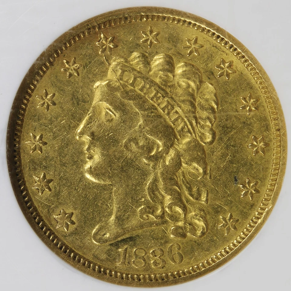 1836 Script 8 $2.5 cabeza clásica cuarto de águila de oro NGC AU55 Foto 3 de 4