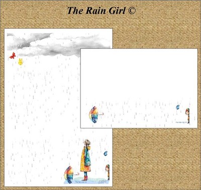 The Umbrella Rain Girl - A5 Brief Schreibpapier Sets mit C6 Umschlägen