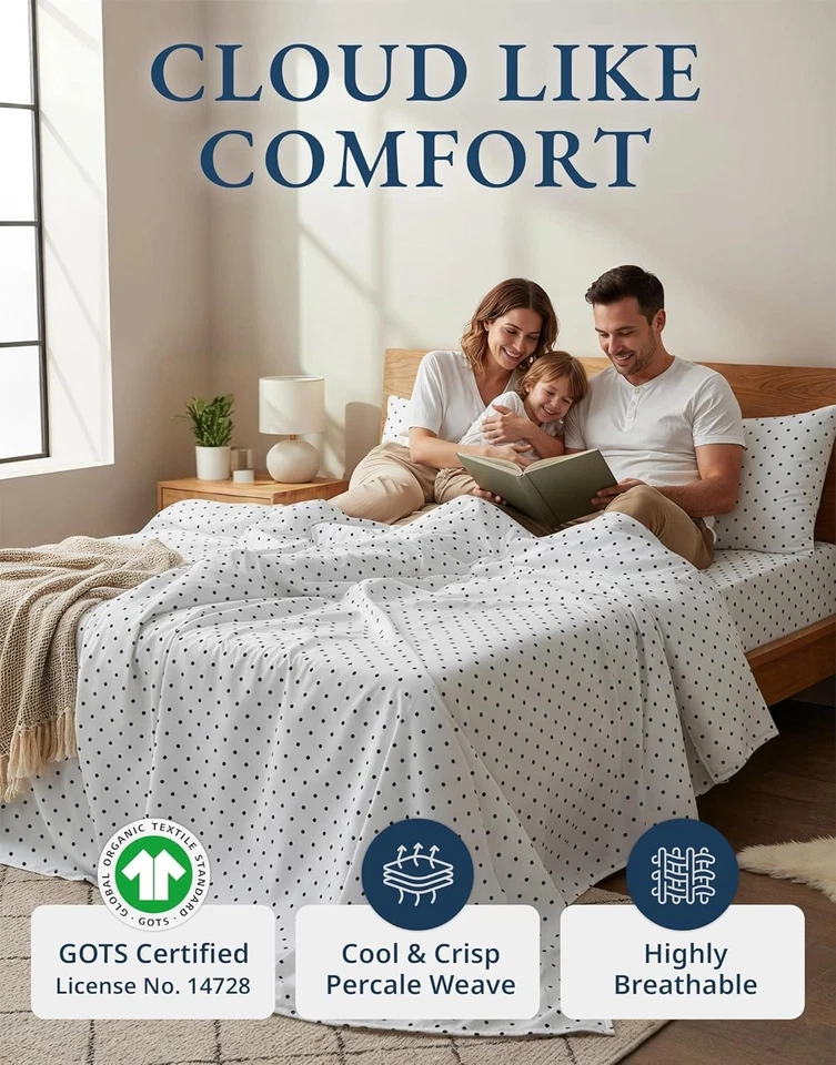 Organic Cotton California King Sheets Set - Polka Dot - Image 4 of 4