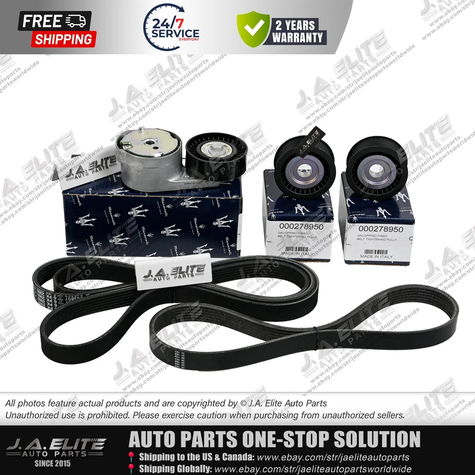 5pcs Genuine Drive Belt Replacement Kit fit Maserati Ghibli Levante Quattroporte - Image 4 of 4