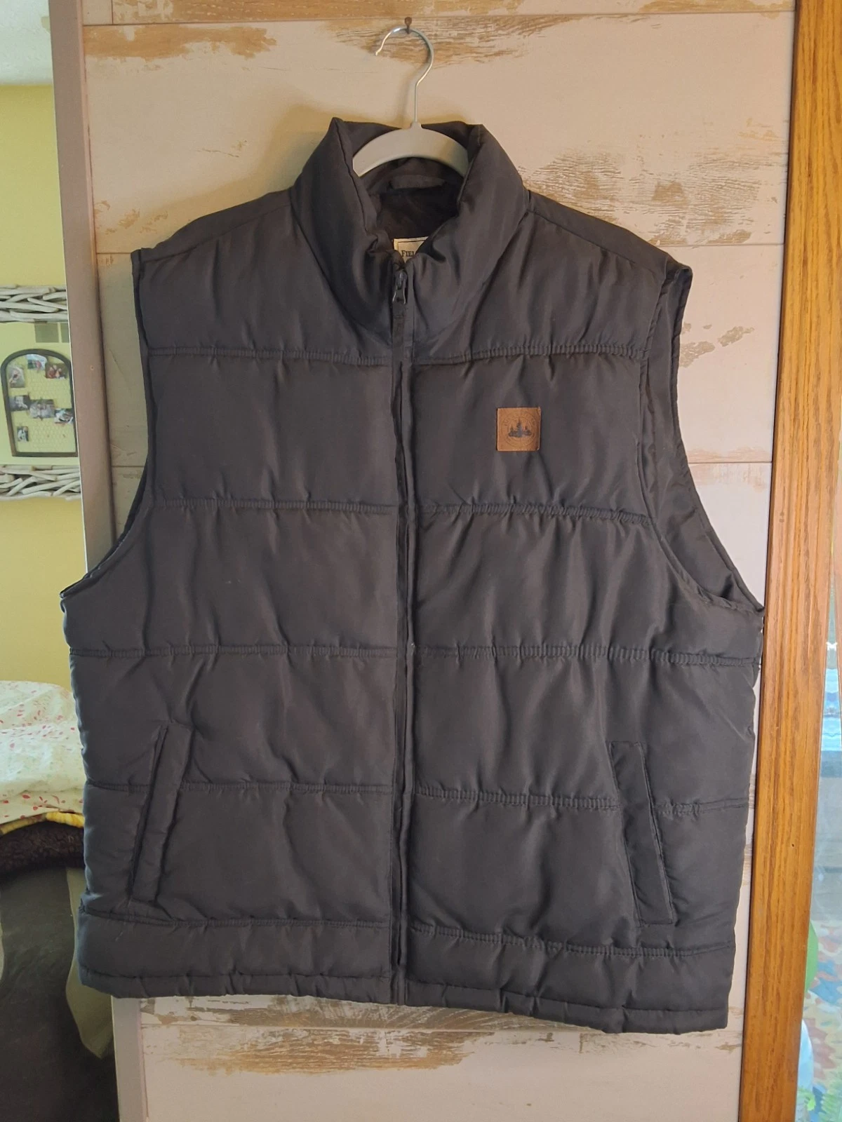 Field & Stream Mens XL Puffer Vest Full Zip Dark Grey Outdoor Hunting Fishing XL