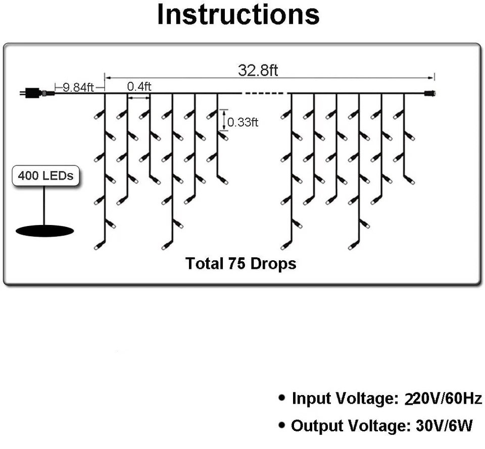 Lichterkette Außen Innen 200/1800 LED Eiszapfen Eisregen Weihnachten Strom Deko - Bild 4 von 4