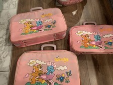 Vintage Wuzzles Suitcase Hasbro Disney 1985 Pink Moosel Bumblelion set of 3