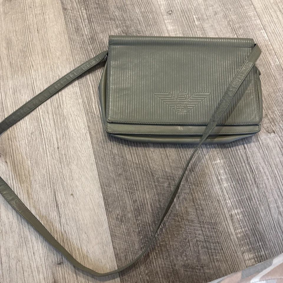 复古 Giorgio Armani x Valextra 绿色皮革信封手拿包 — 第 3/4 张图片