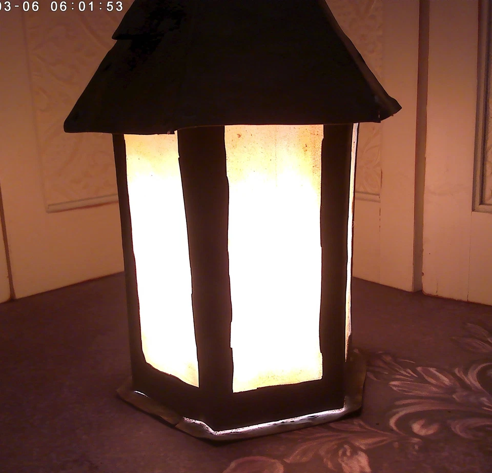 Lâmpada suspensa antiga de cobre e vidro escória com corrente de puxar obras de estilo artes e artesanato - Imagem 3 de 4