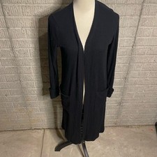 Michael Stars Womens Black Ribbed Long Sleeve Open Front Cardigan XS