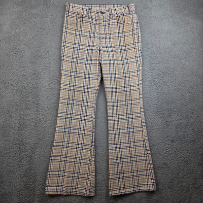 Vintage Levi's Sta-Prest Pants Bell Bottoms Plaid 60s 70s Window Pane Scovill