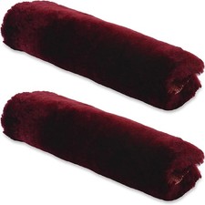 Andalus Genuine Sheepskin Car Seat Belt Cover Pad Soft Fuzzy, Grape Red