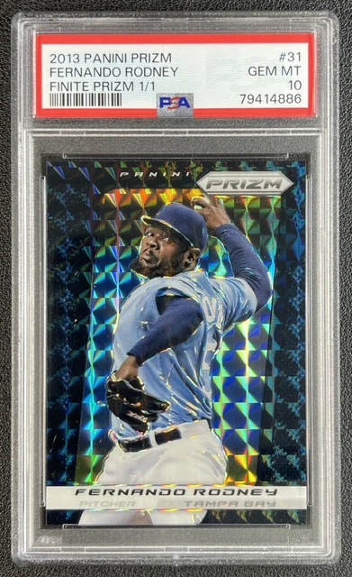 1/1 FERNANDO RODNEY PSA 10 2013 PANINI PRIZM #31 BLACK FINITE PRIZMS 1/1 RAYS