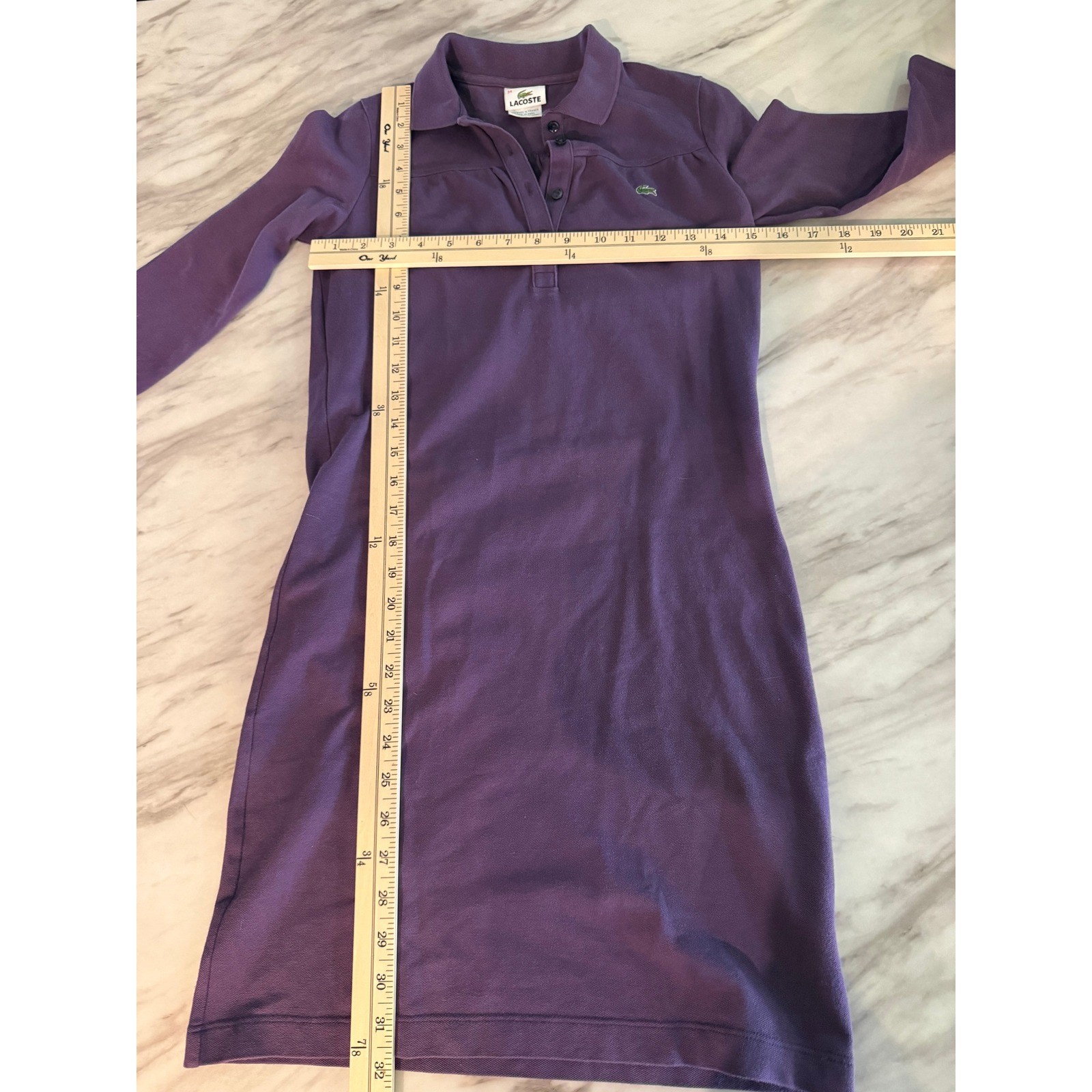Lacoste Purple Cotton Pique 3/4 Sleeve Polo Dress Size 34 thumbnail 5