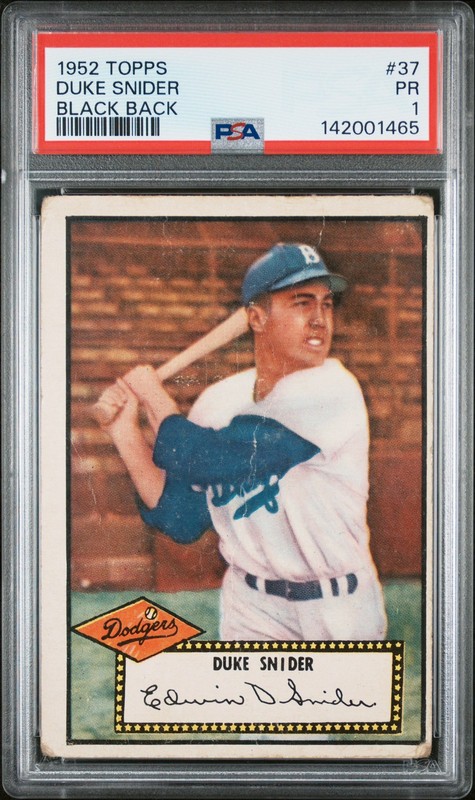 1952 Topps 37 Duke Snider Black Back PSA 1 142001465