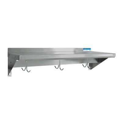 BK Resources BKWS-1630-PR 30''Wx16''D Stainless Steel Wall Mount Premium Overshelf