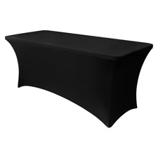 Obstal Spandex Table Cover 6ft Fitted Tablecloth Rectangular - Black Rectangl...