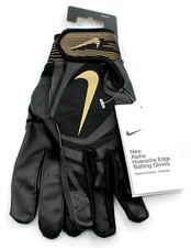 Nike Alpha Huarache Edge Batting Gloves Unisex Adult Medium Black/Gold