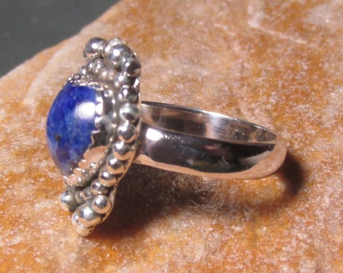 Sterling silver heart lapis lazuli stone ring UK Q½/US 8.25. Gift bag. - Picture 4 of 4