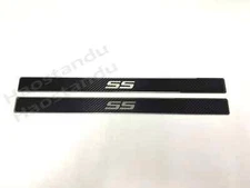 2pcs SS Stainless Steel Door Sills Plate Scuff Protection Plates Carbon Style