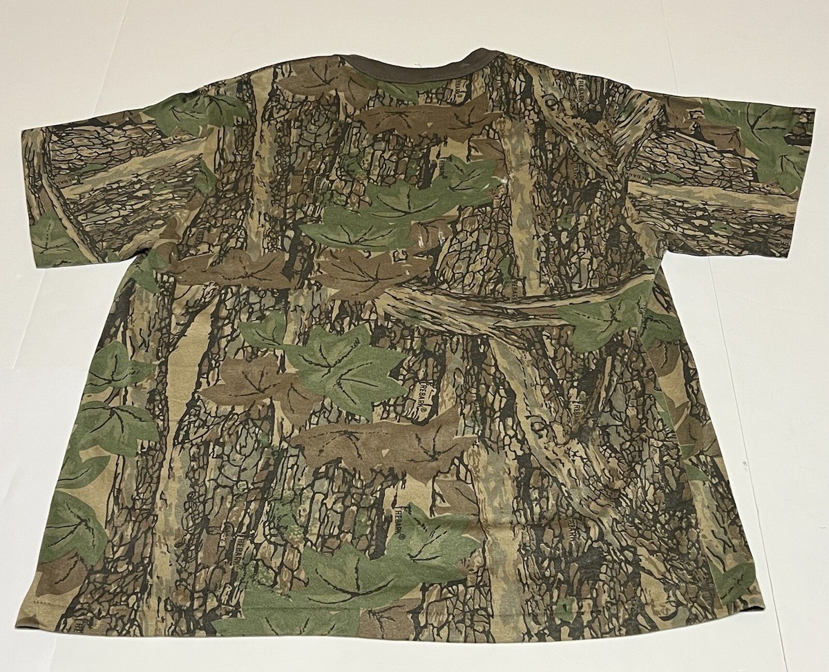 Vintage TreBark Camo Short Sleeve Pocket T Shirt Made in USA