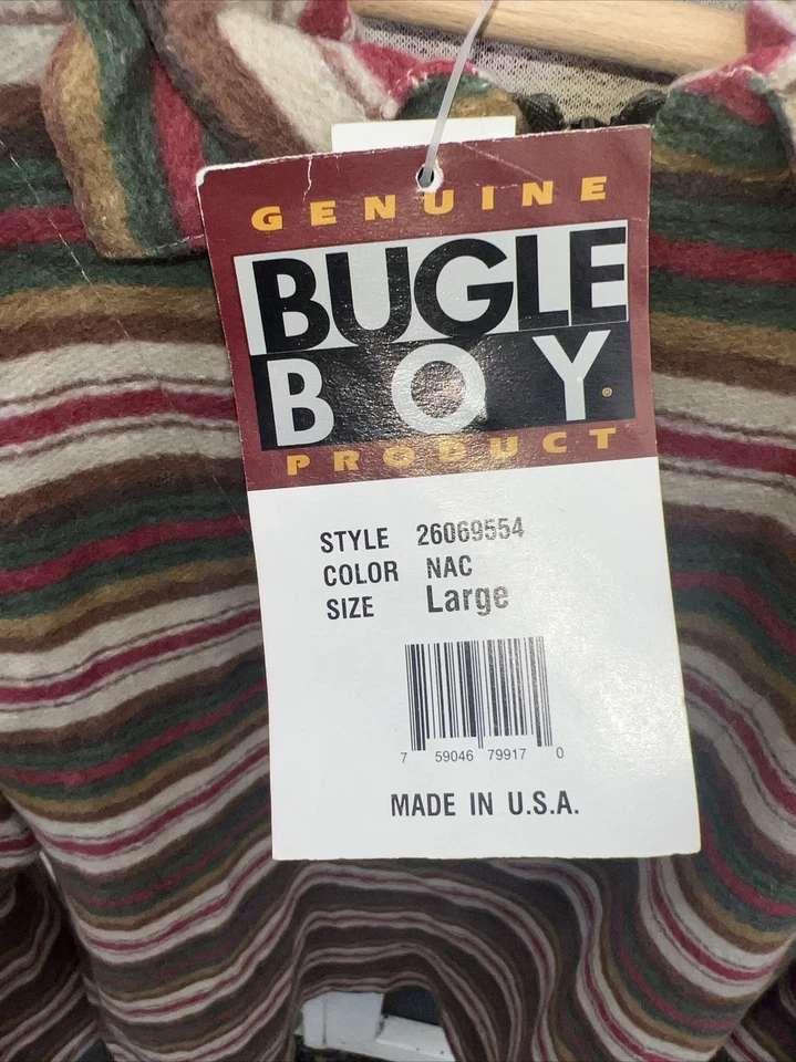 Camisa Bugle Boy Talla Grande Manga Cremallera Cuello De Colección NUEVA Era Grunge Azteca Foto 3 de 4