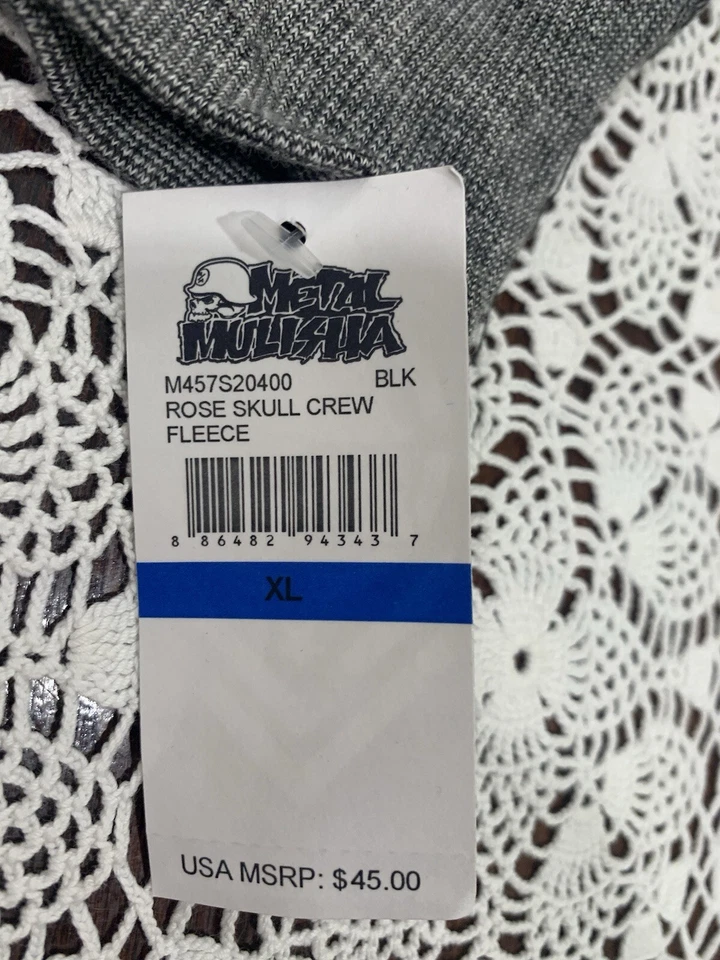 Camiseta Metal Mulisha Mujer Gris Rosa Calavera Cuello Redondo XL Manga Larga Nueva con Etiquetas Foto 4 de 4