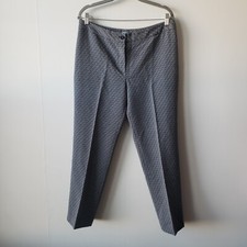 J. McLaughlin women's Geometric Blue Straight Ankle Pants size 12 Work Career