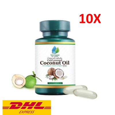 10x Mermaid Cold Pressed Coconut Oil Organic Virgin Pure Premium Thai 40 capsule