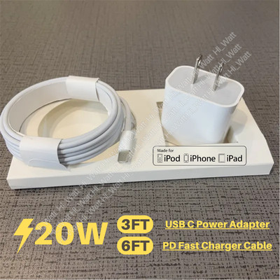 For iPhone 14 13 12 11 Pro Max XR 20W Adapter USB C Type-C Fast Charger PD Cord
