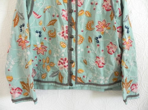 Sun Dance Jacket Cotton Canvas Long Sleeve Embroidery Hi-Low Side Slit Size L - Picture 4 of 11
