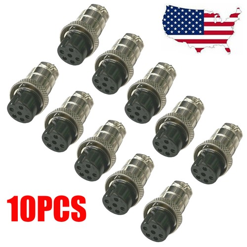 10 PCS 6 Pin Ham & CB Radio MIC Microphone Connector Female Plug Solder Type ` - Zdjęcie 3 z 3
