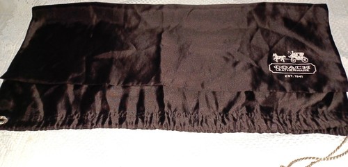 Coach Pouch Brown Satin Fabric Dust Cover Trademark Logo Drawstring Pull Closure - Picture 10 of 12