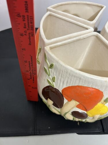 Vintage MUSHROOM 4 section Divided Canister Set MCM ceramic repurpose Planters - Picture 17 of 18