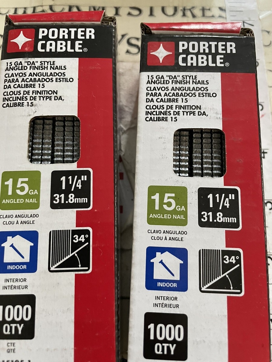ちー 2X (1000ct) Porter Cable Angled Finish Nails 15 Gauge 1-1/4
