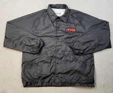 Vtg Swingster Jacket Large Black PYROIL Auto Lined Snap Up USA Made Windbreaker