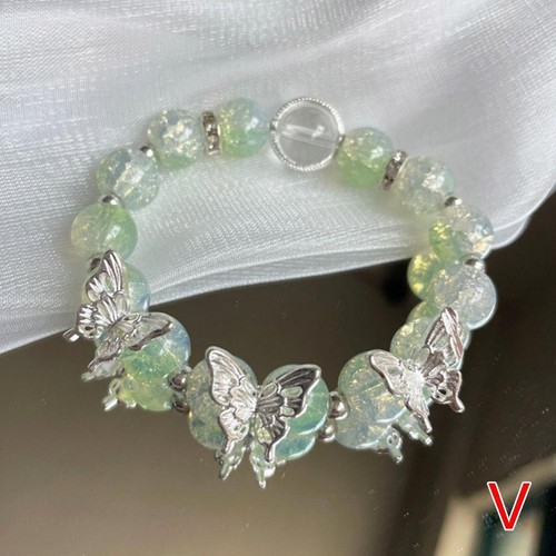 Koreanische rosa Kristall Blumen Schmetterling Anhänger Perlen Armband für Frauen _ - Bild 28 von 44