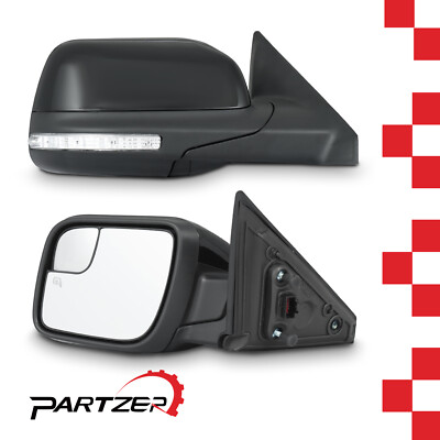 Pair Power Mirrors For 2016-2019 Ford Explorer Heated Puddle Signal Lamp 7Pin