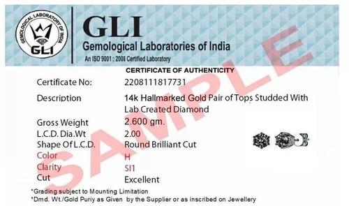 1.00 Ct GLI Certified Lab Grown Diamond Stud Earrings Emerald Cut 14K White Gold - Picture 7 of 7