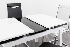 7star Extendable glass Dining Table in Black-White, White-Black