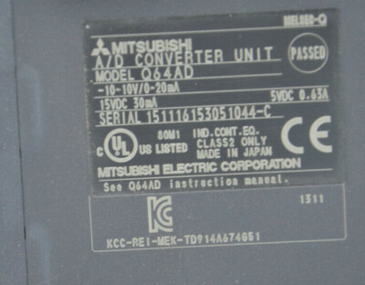 Q64AD Mitsubishi 20mA 20VDC A/D Converter Unit Melsec-Q --SA | eBay