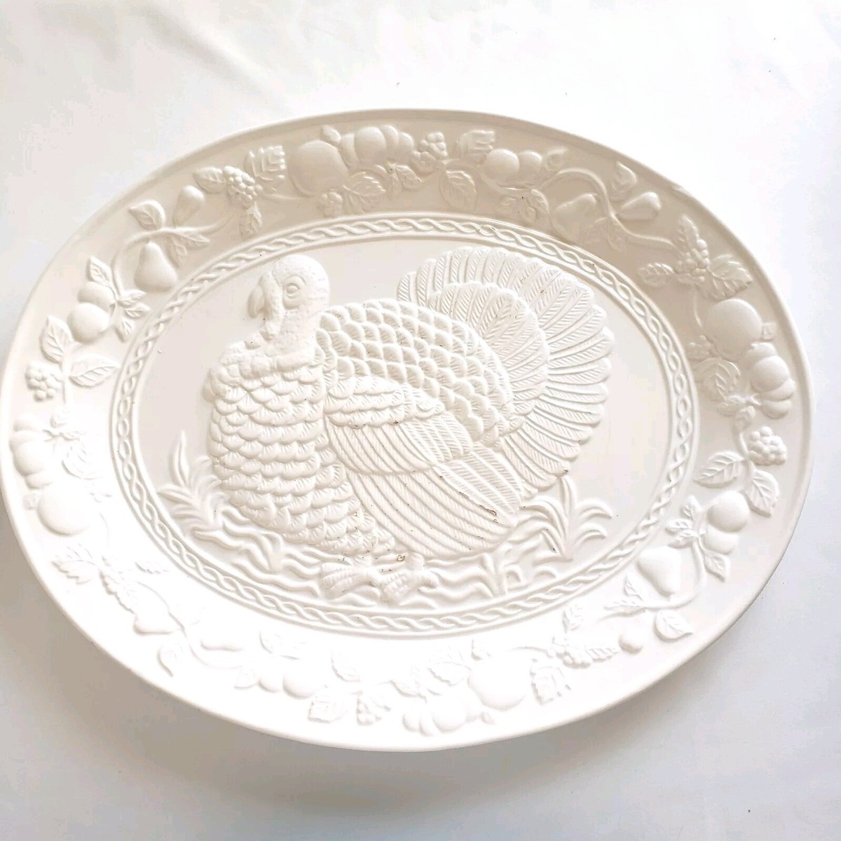 Gibson Large Turkey Platter White Oval Thanksgiving Serving Dish