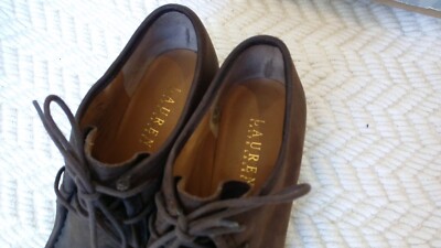 Ralph Lauren Denver Oxford Wedge Booties Brown Leather  display picture 2