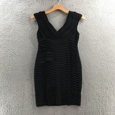 Adrianna Papell Dress Womens 14P Black Sleeveless V Neck Stretch Back Zip Casual