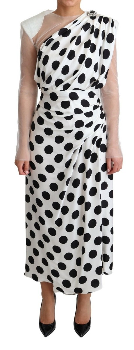 【人気☆DOLCE&GABBANA】白　ハラコ　サンダル　サイズ38 DOLCE & GABBANA Dress White Polka Dots Crystal One Shoulder