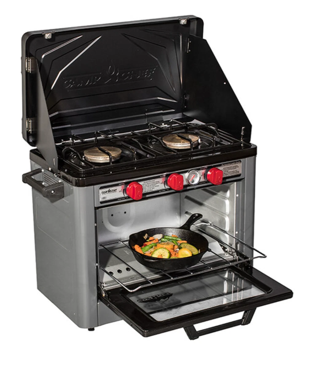 Portable Camp Chef Outdoor Deluxe Oven and 2 Burner Stove, Propane