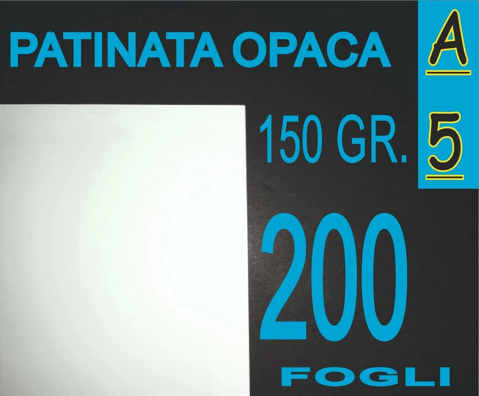 NEW PAPER 200 FOGLI A5 CARTA PATINATA OPACA STAMPANTI LASER X PIEGHEVOLI 150 gr FOTO