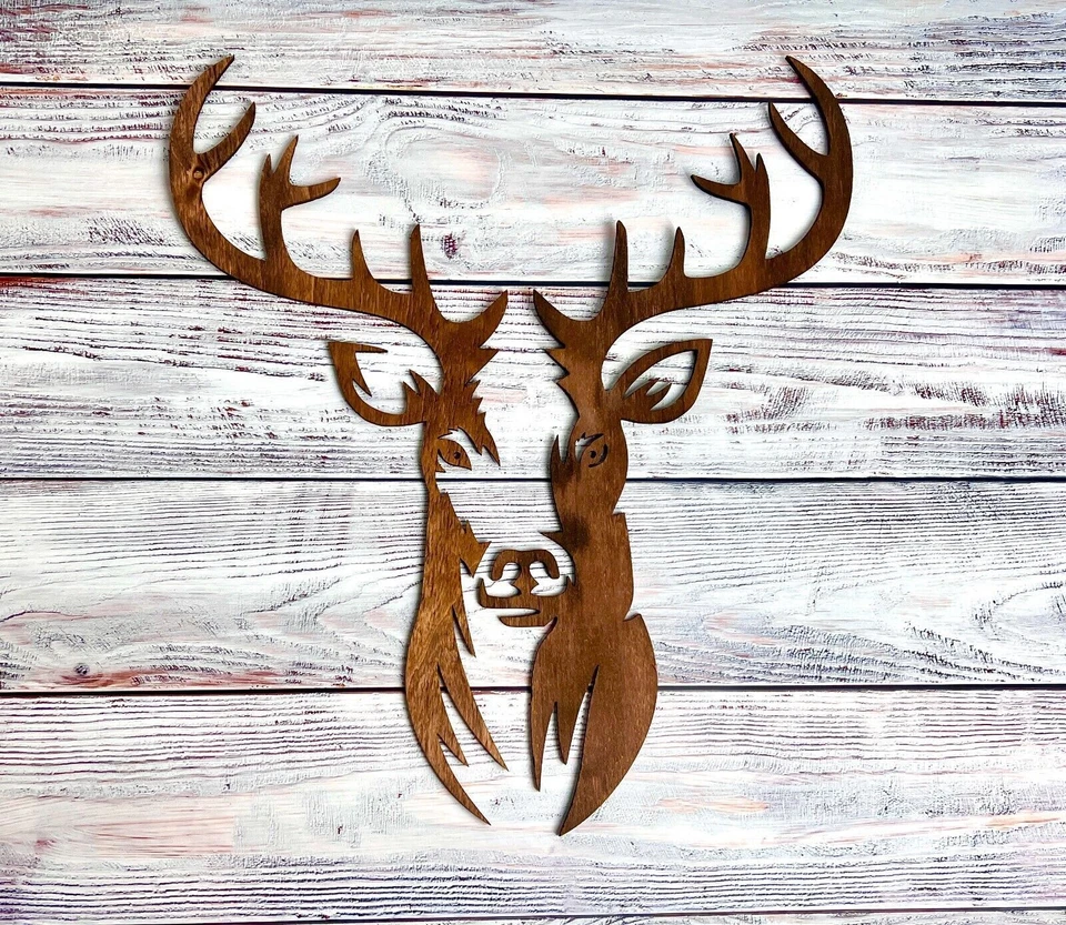 Wandbild aus Holz Hirsch in 3D Deko zum Aufkleben Wandschmuck Dekoration - Bild 4 von 4