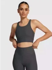 Wilo Base Ribbed Charcoal Longline Sports Bra Size Large