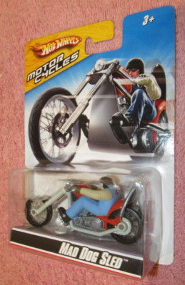 Red Mad Dog Sled Motorcycle w/ Rider - 2008 Hot Wheels Motorcycles Series